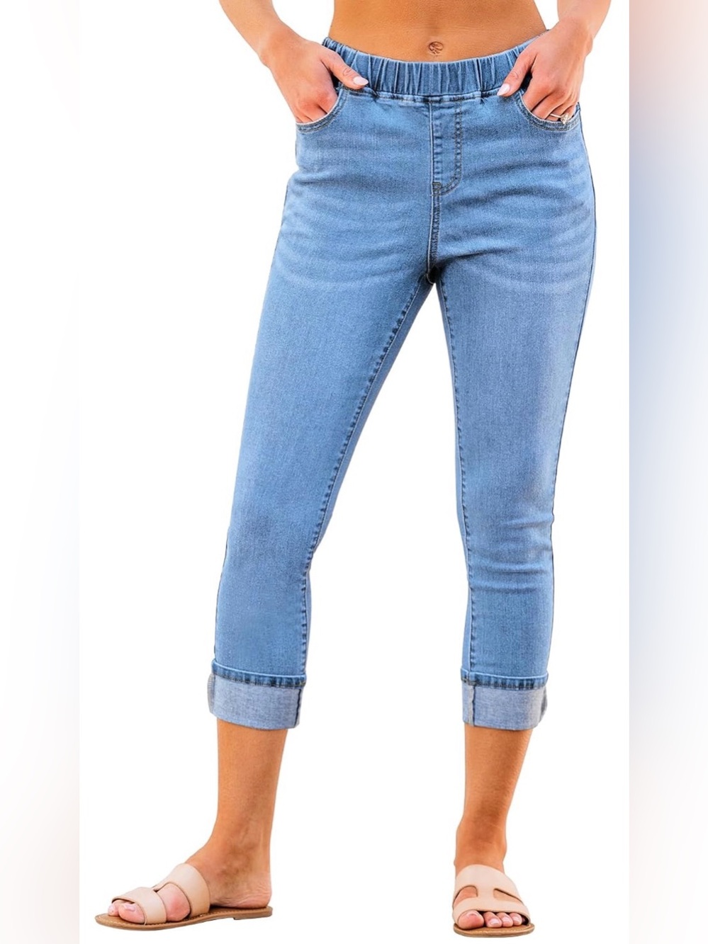 GRAPENT Women’s High Rise Stretch Skinny Capri Jeggings Denim Size Large ✨NEW✨